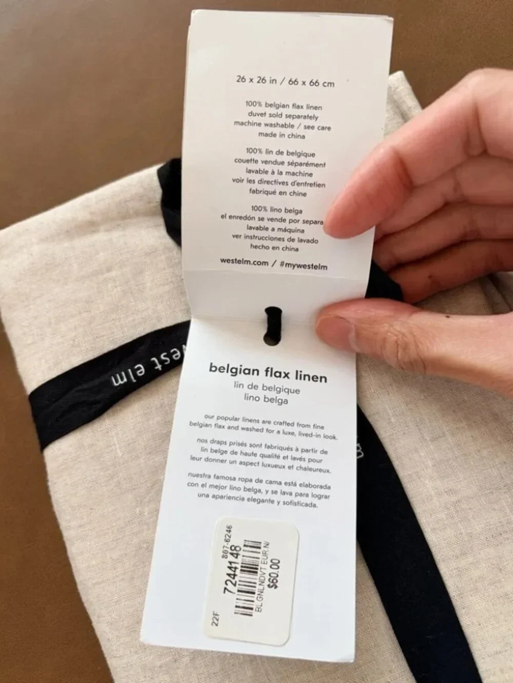 NWT West Elm Belgian Linen Euro Sham